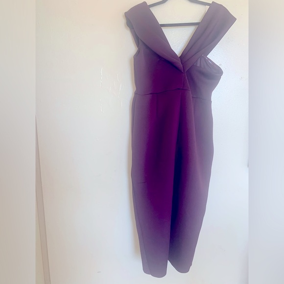 ASOS DESIGN Twist Dark Purple Dress-Size 10/EU 42 - Picture 3 of 4